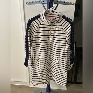 Lilly Pulitzer Navy Striped Sweatshirt Dress Size M